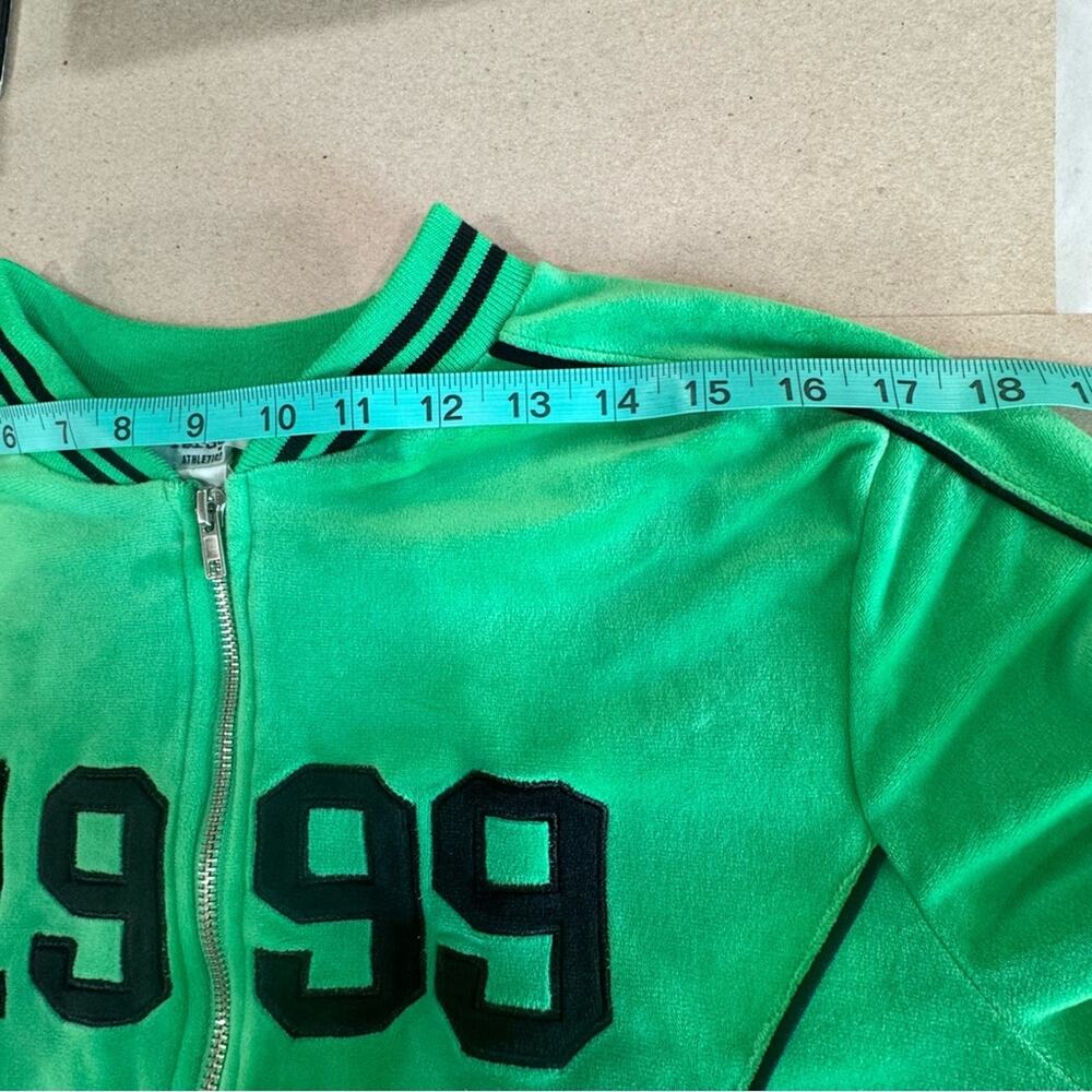 Y2K 1999 Velour Crop Refuge Athletics Jersey Zipper Jacket Small - Picture 9 of 13